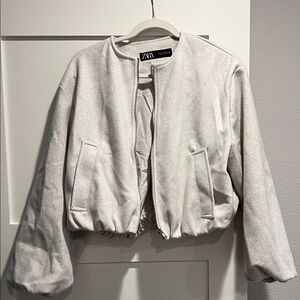 Zara Women's Light Gray Bomber Jacket